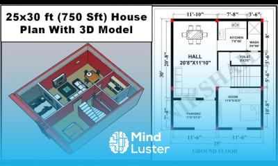 25 x 30 square feet house plan II 25X30 GHAR KA NAKSHA II 25X30 HOUSE PLAN II NORTH FACE