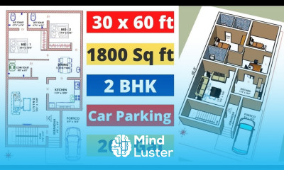 30x60 House Design 3D 1800 Sqft 200 Gaj 2 BHK 3D Design 30x60 ft House Plans