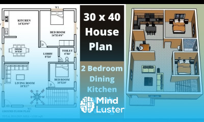 30 x 40 house plan with 2 bed rooms II 30 X 40 GHAR KA NAKSHA II 1200 SQFT HOUSE DESIGN