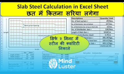 Slab Steel Calculation छत में कितना सरिया लगेगा कैसे निकाले Slab Reinforcement Calculation