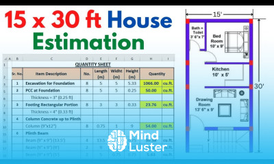 Building Estimation Estimation Excel Sheet 15x30 House Estimation Quantity Estimation