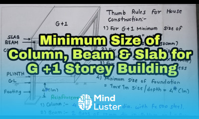 Minimum Size of Column Beam Slab and Depth of Foundation for G 1 Storey Slab