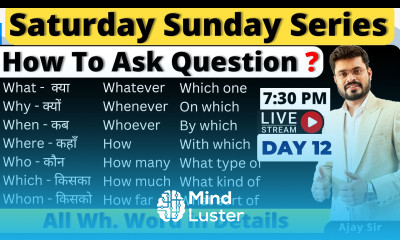 Day 12 Saturday Sunday Spoken English Course How to Ask Question Wh Word in English Grammar