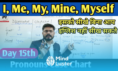 15th Day Pronouns Case Chart Basic English Basic Pronouns in English I me my mine