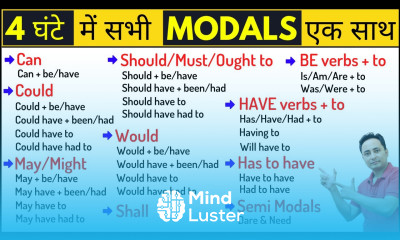 सभी Modal Verbs एक ही वीडियो में सीखिए। All Modal Verbs in English Grammar and Spoken English