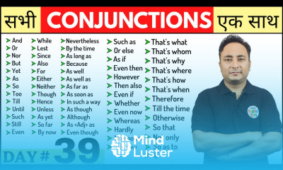 सभी Conjunctions एक ही वीडियो में। English Speaking Course Day 39 All Conjunctions in Grammar