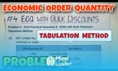 4 Economic Order Quantity EOQ Tabulation Method Problem 5 Material Cost By Saheb Academy
