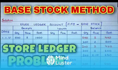 Base Stock Method Store Ledger Account Problem BCOM BBA By Saheb Academy