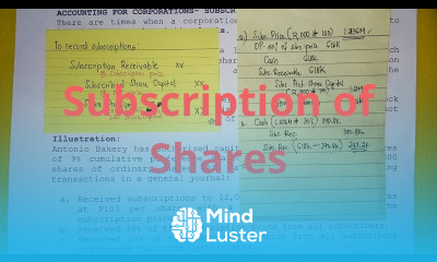 Accounting for Corporations Subscription of Shares