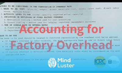 Accounting for Factory Overhead Computation of Predetermined Overhead Rate