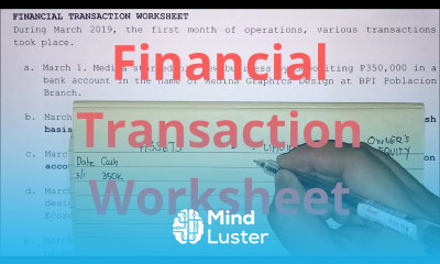 Basic Accounting Financial Transaction Worksheet Part 1