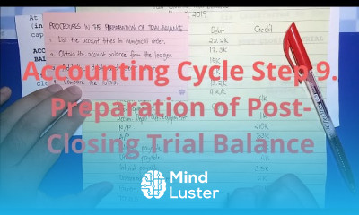 Basic Accounting Accounting Cycle Step 9 Preparation of Post Closing Trial Balance