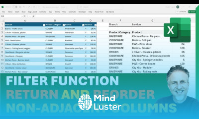 Excel FILTER Function Non Adjacent Columns Return Specific Columns Reorder Columns