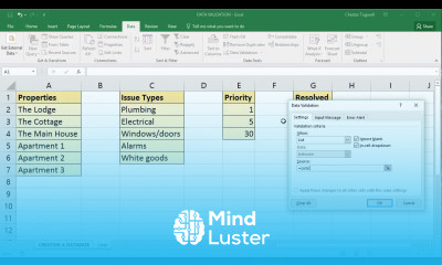 Excel Data Drop Down List from Another Sheet