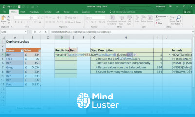 Lookup on Each Duplicate Value in Excel