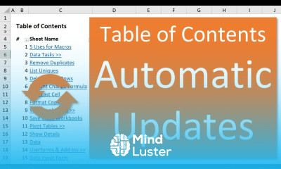 The Best Excel Table Of Contents That Automatically Updates