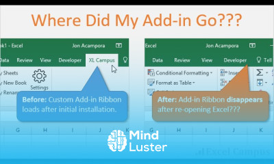 How To Fix The Disappearing Add in Ribbon Menu Bar In Excel