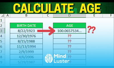 How to Calculate Age in Excel with Automatic Update DateDif and Today Function