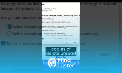 How to Recall sent email in Outlook