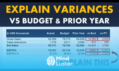 Variance Analysis vs budget and prior year