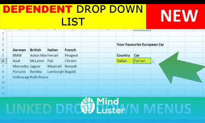 Dynamic Dependent drop down list in Excel Part 2 Data Linked Drop down list 
