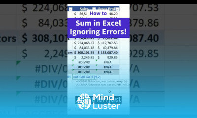 How to sum in Excel ignoring error values