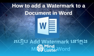 How to add a Watermark to a Document in Word Khmer language