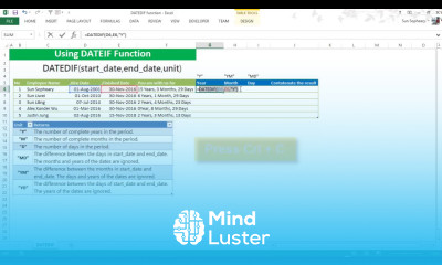 How to use DATEDIF function in Excel