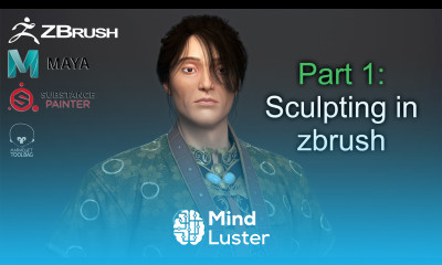 Part 1 Sculpting face skin cloth armor gauntlet in zbrush timelapse tutorial