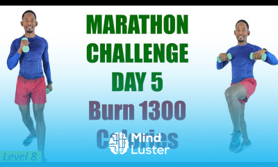 MARATHON CHALLENGE DAY 5 Running In Place with Dumbbells 1300 Calories