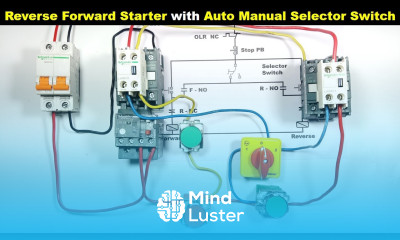 Reverse Forward Starter Control Wiring with Auto Manual Selector Switch the electrical guy
