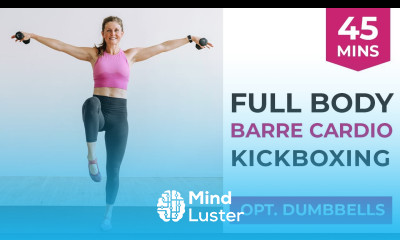 45 Minute Barre Cardio Full Body Kickboxing Workout optional light dumbbells