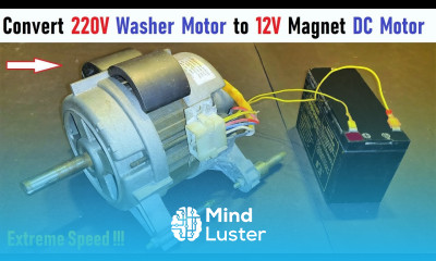 Make 12V Magnet DC Motor from Old 220V AC Washing Machine Motor Universal Motor with UPS Battery