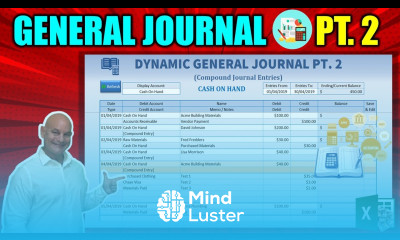 Learn How To Create Compound Journal Entries In Excel Today General Journal Pt 2