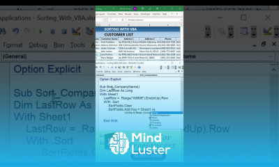 How To Sort Any Table Or Range Through Excel VBA SHORTS