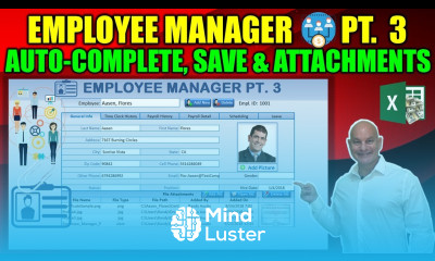 How To Add Auto Complete Attachments Auto Save Data In Excel Employee Manager Pt 3