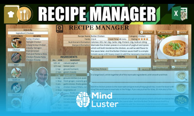 How To Create Your Own Recipe Manager Application In Excel Masterclass Free Download