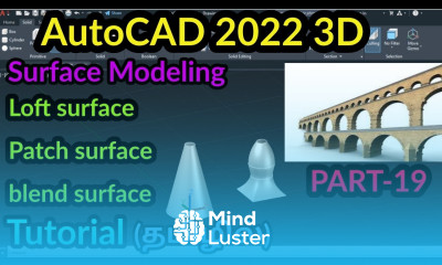 AutoCAD 2022 3D surface modeling loft blend patch PART 19 AutoCAD 3D tutorial in Tamil