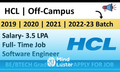 HCL hiring for Software Engineer HCL Off Campus drive 2023 Career4freshers