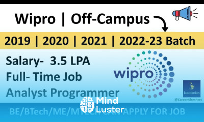 Wipro is hiring for Analyst Programmer Wipro Off Campus drive for 2022 23 Batch Career4freshers