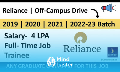 Reliance hiring for Trainee Reliance Off Campus drive for 2022 23 Batch Career4freshers