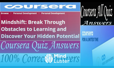 Mindshift Break Through Obstacles to Learning and Discover Your Hidden Potential Quiz Answers