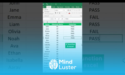 Excel IF function trick In 20 seconds Pass Fail shorts exceltricks