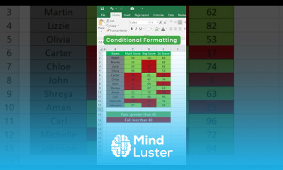 Conditional Formatting in Excel Highlight Marks Pass Fail shorts excel