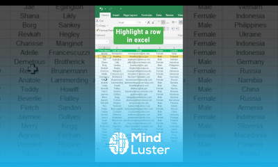 Highlight any Row in Excel with Simple steps 30 Seconds trick shorts excel