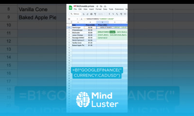 Learn GOOGLEFINANCE function basics googlesheets googlefinance googlesheetstips