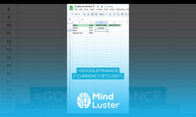 Crypto currencies exchange rates in Google Sheets  crypto cryptocurrency googlesheets exchange