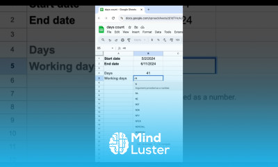  Count days between two dates in Google Sheets googlesheets spreadsheet shorts