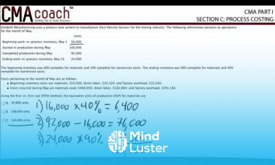 CMA Exam Part One Process Costing FIFO