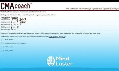 CMA Exam Part 1 Expected Value Analysis